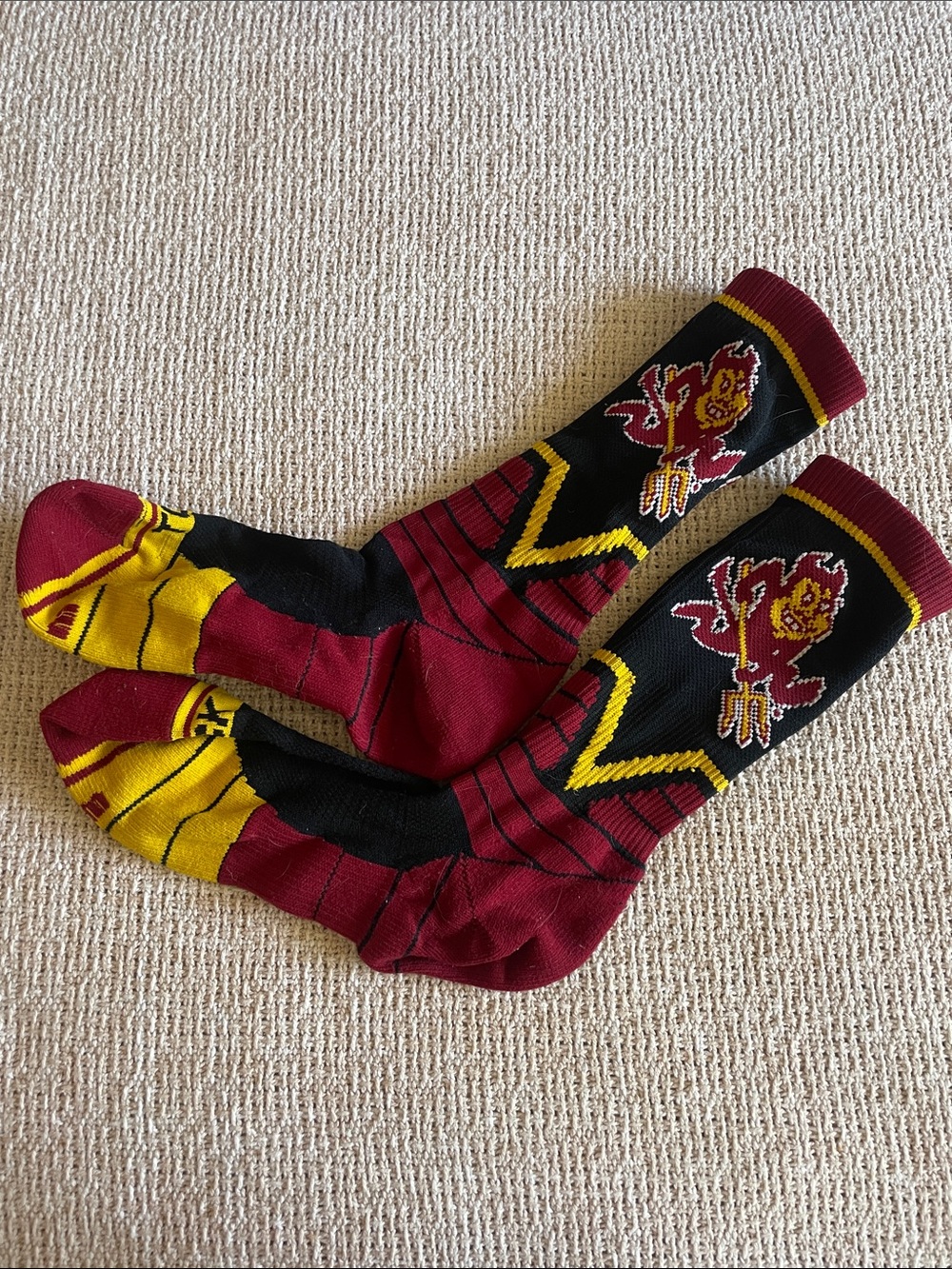 Maroon & Gold Crew Athletic Socks with ASU Sparky Emblem
